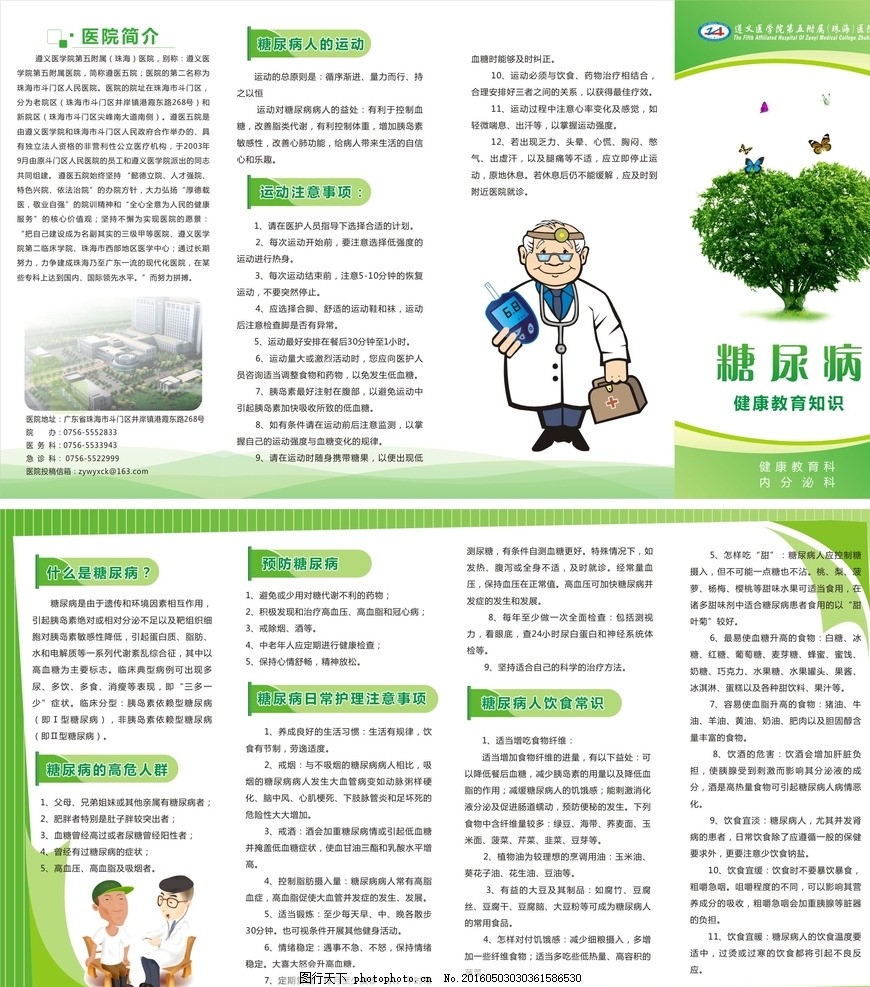 糖尿病健康教育知識折頁宣傳單 掌握健康管理，科學咨詢守護健康